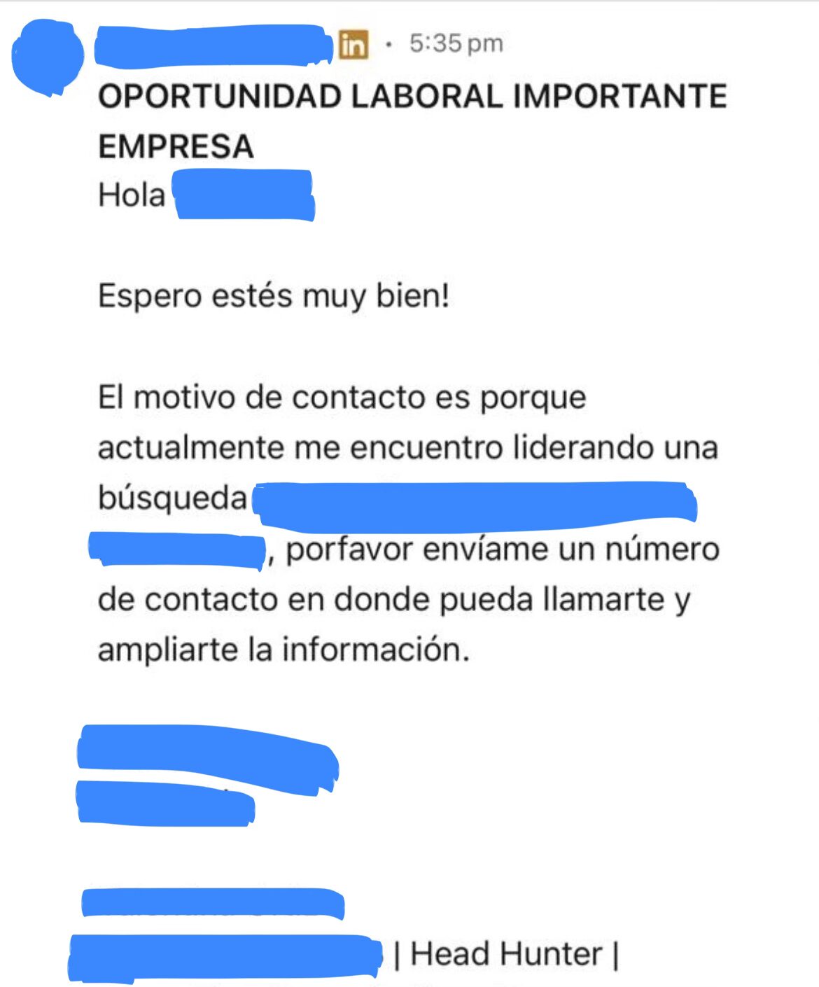 Conversación real de LinkedIn