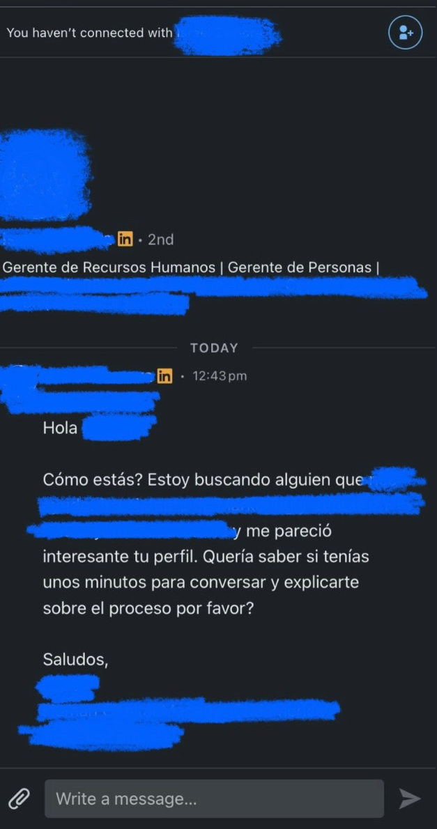 Conversación real de LinkedIn