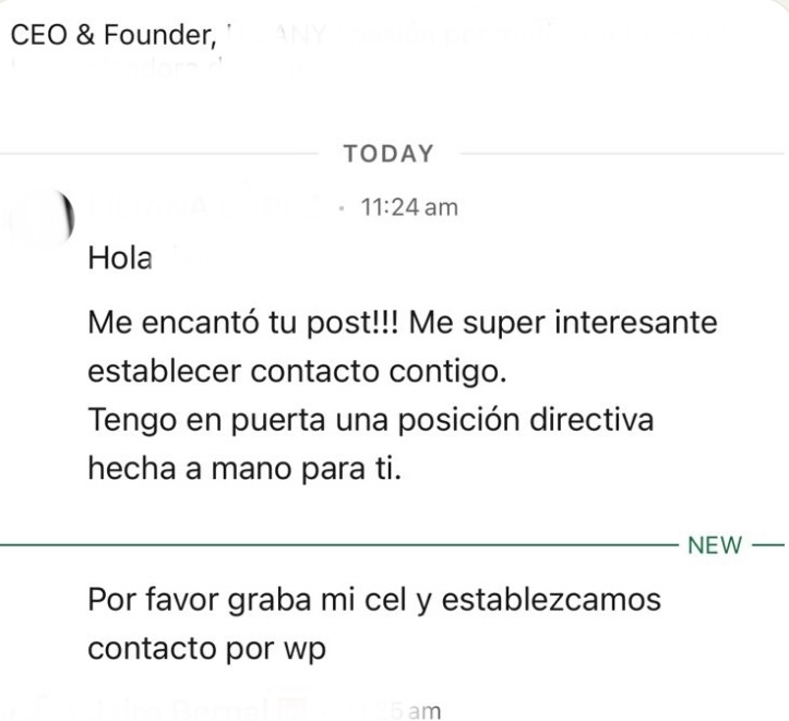 Conversación real de LinkedIn