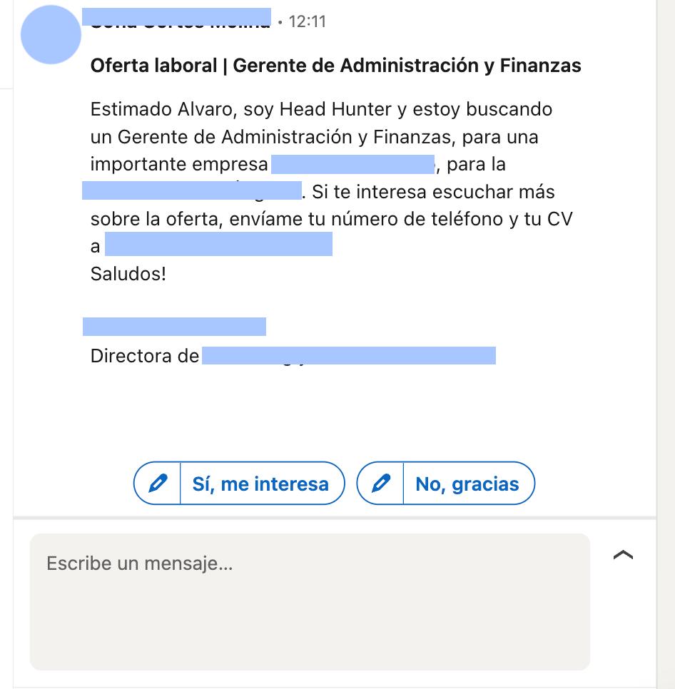 Conversación real de LinkedIn